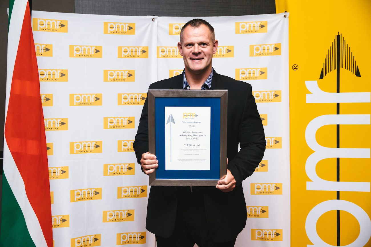 Jon-Jon Smit, Director of Sales and Marketing, receiving the PMR africa awards for CIB